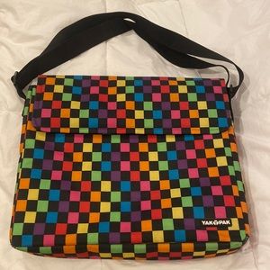 Rainbow Check Messenger Laptop Bag